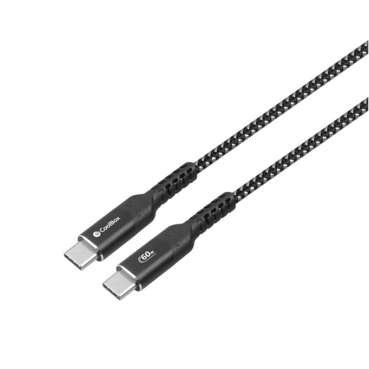 CoolBox Braided USB-C/USB-C 3.2 GEN2 10Gbps Data + 60W Fast Charging…