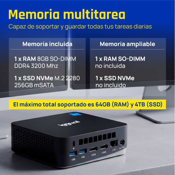 iggual Mini PC Teseracto i5 1235U 8+256GB 2xHDMI