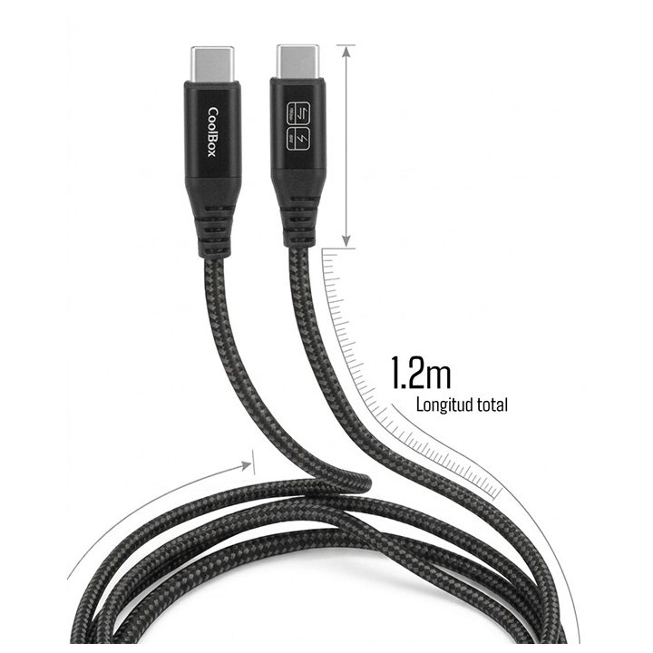 CoolBox CABLE TRENZADO USB-C/USB-C 3.2 GEN2 DATOS 10GBPS + CARGA…