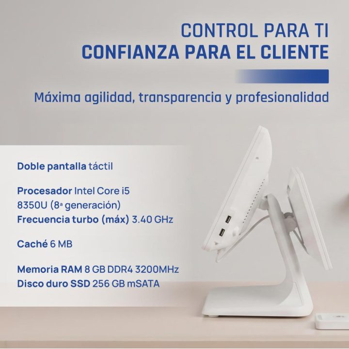 iggual TPV dual 15,6" 11,6" i5 8350U 8+256GB W11 blanco