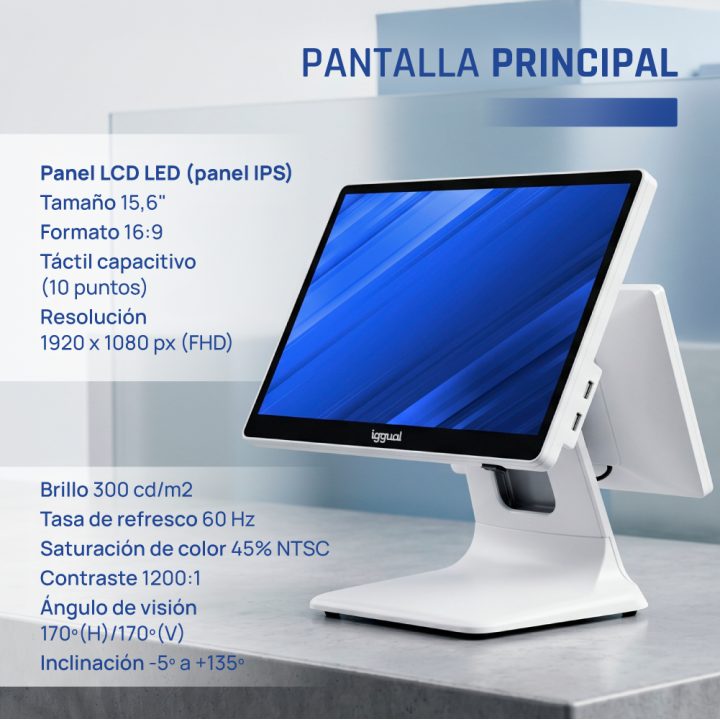 iggual Dual POS 15.6" 11.6" i5 8350U 8+256GB W11 White