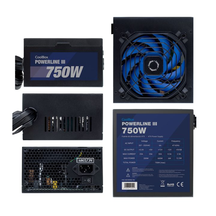 CoolBox FONTE DE ALIMENTAÇÃO ATX POWERLINE III 750W 85%EFI