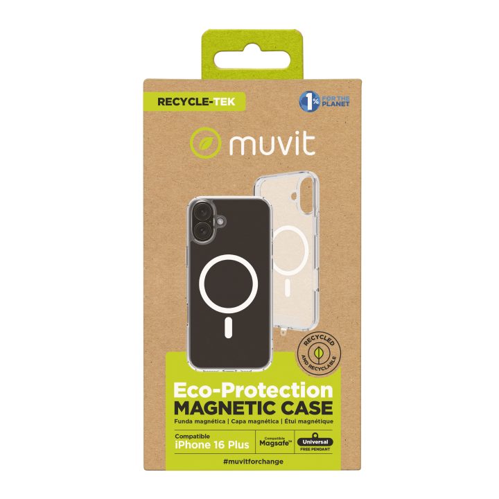 Muvit recycletek MagSafe Case for Apple iPhone 16 Plus Transparent…