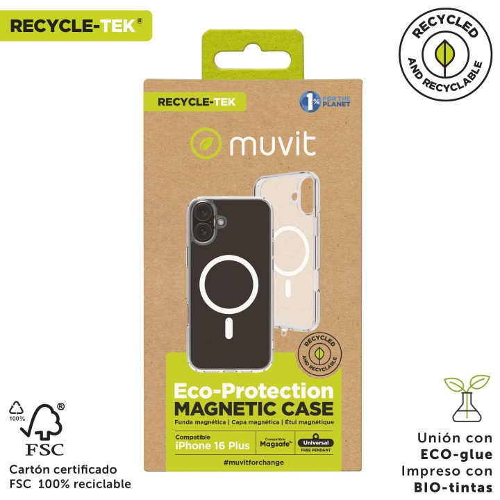 Capa Muvit recycletek MagSafe para Apple iPhone 16 plus transparente…