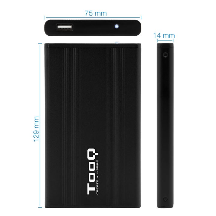 TooQ CAIXA HDD 2.5" SATA A USB 2.0 PRETA