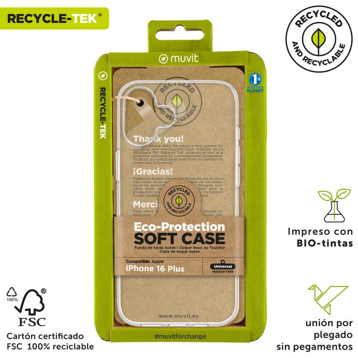 Muvit recycletek Clear Case for Apple iPhone 16 Plus (MCCRS0526)
