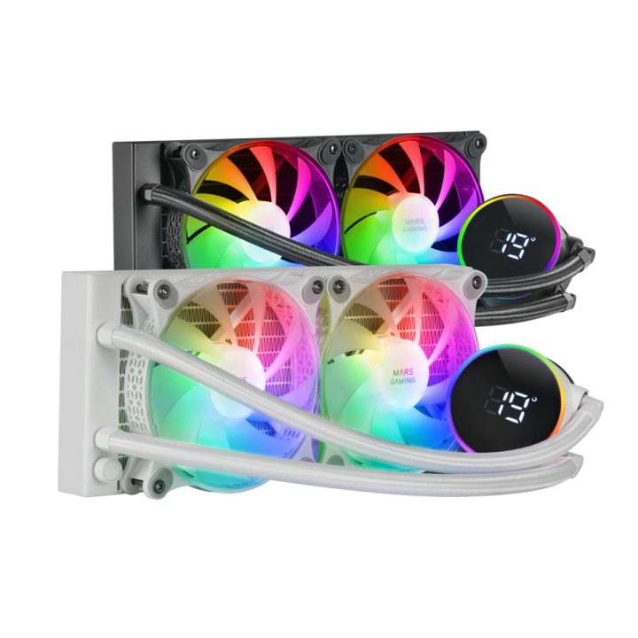 Mars Gaming ML-LCD240, AIO Liquid Cooler, 500W TDP, 2x 120mm FDB ARGB…