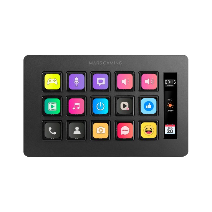 Mars Gaming MSD-ONE, Control Deck Slim, 15 Teclas LCD…