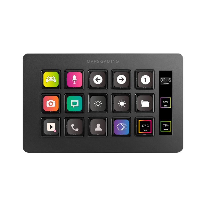 Mars Gaming MSD-ONE, Control Deck Slim, 15 Teclas LCD…