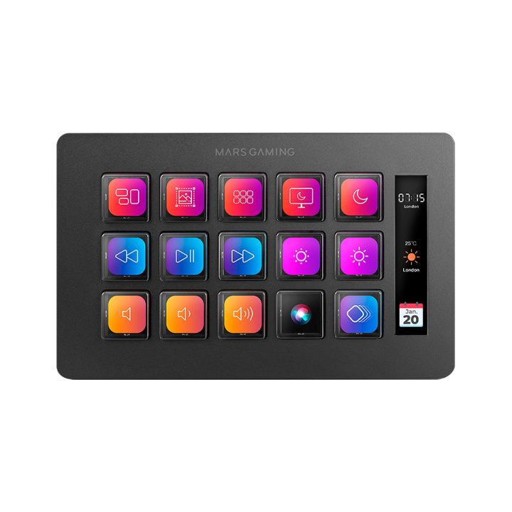 Mars Gaming MSD-ONE, Control Deck Slim, 15 Teclas LCD…