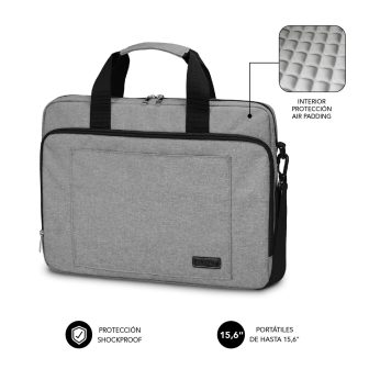 Subblim air padding laptop briefcase 15.6 inch gray (SUB-LB-4APLB10)