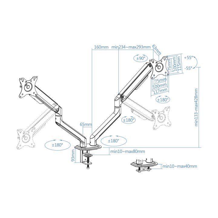 TooQ DB4132TNR-W 32" Monitor Stand Desk White