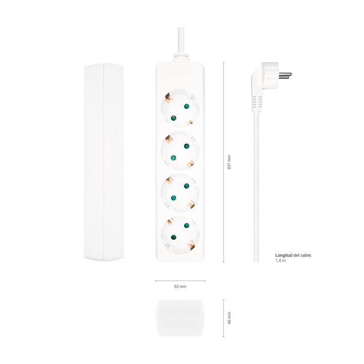AISENS 4-Outlet Power Strip Without Switch with 3x1.5mm2 Cable…
