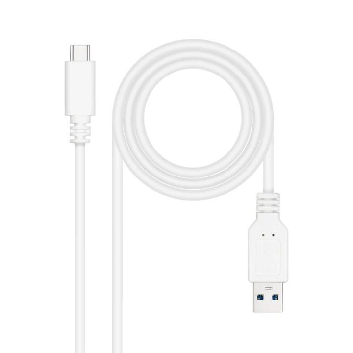 Nanocable USB 3.1 Gen2 Cable, 10 Gbps 3A, USB-C/M-A/M, White, 1 m