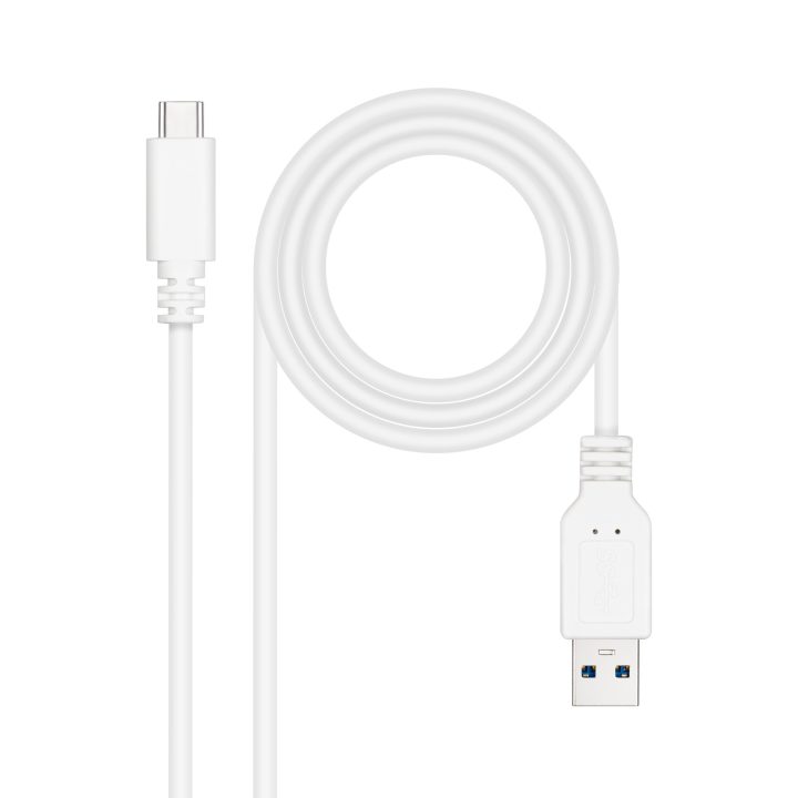 Nanocable USB 3.1 Gen2 Cable, 10 Gbps 3A, USB-C/M-A/M, White, 1 m