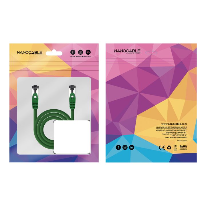 Nanocable Cat.8.1 2GHz LSZH SSTP AWG26 Patch Cable, Green, 25 cm