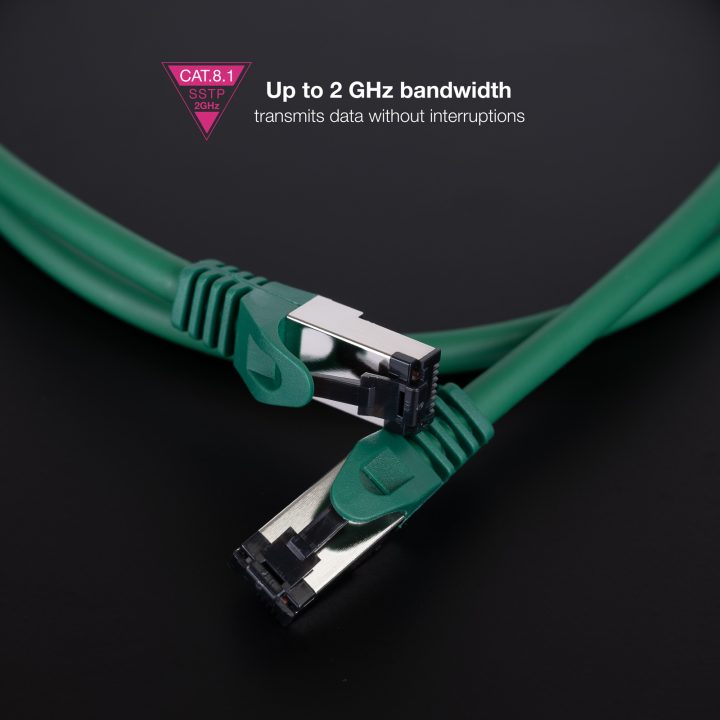 Nanocable Cat.8.1 2GHz LSZH SSTP AWG26 Patch Cable, Green, 25 cm