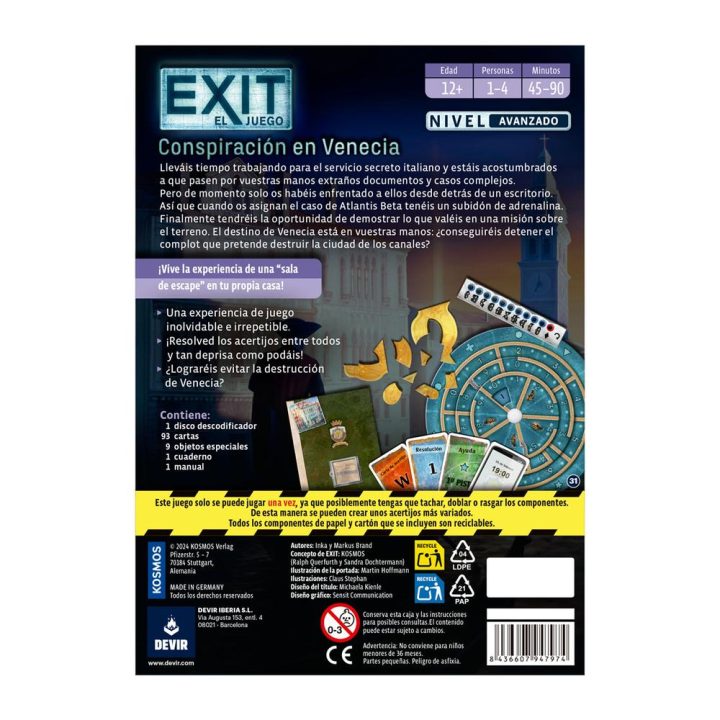 Devir EXIT Board Game: Conspiracy in Venice (BGEXIT31SP)