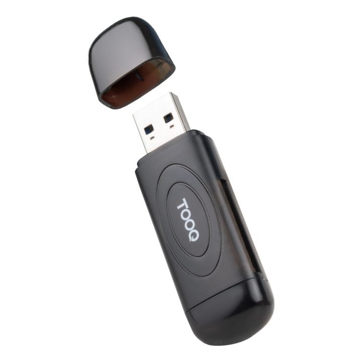 TooQ Leitor de Cartões USB 3.0, 2 em 1, SD/TF, Preto