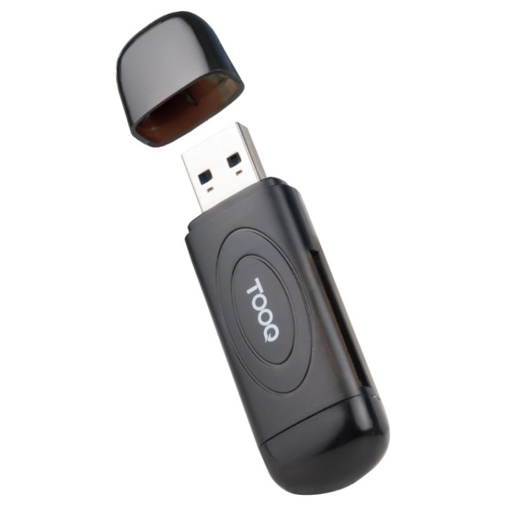 TooQ Leitor de Cartões USB 3.0, 2 em 1, SD/TF, Preto