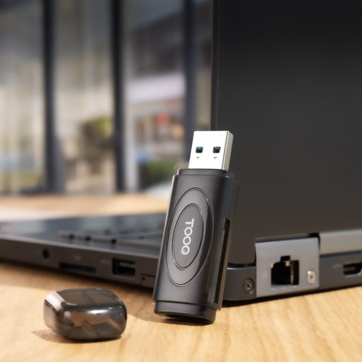 TooQ Leitor de Cartões USB 3.0, 2 em 1, SD/TF, Preto