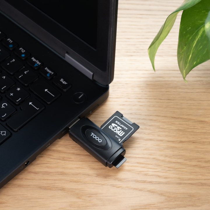 TooQ Leitor de Cartões USB 3.0, 2 em 1, SD/TF, Preto