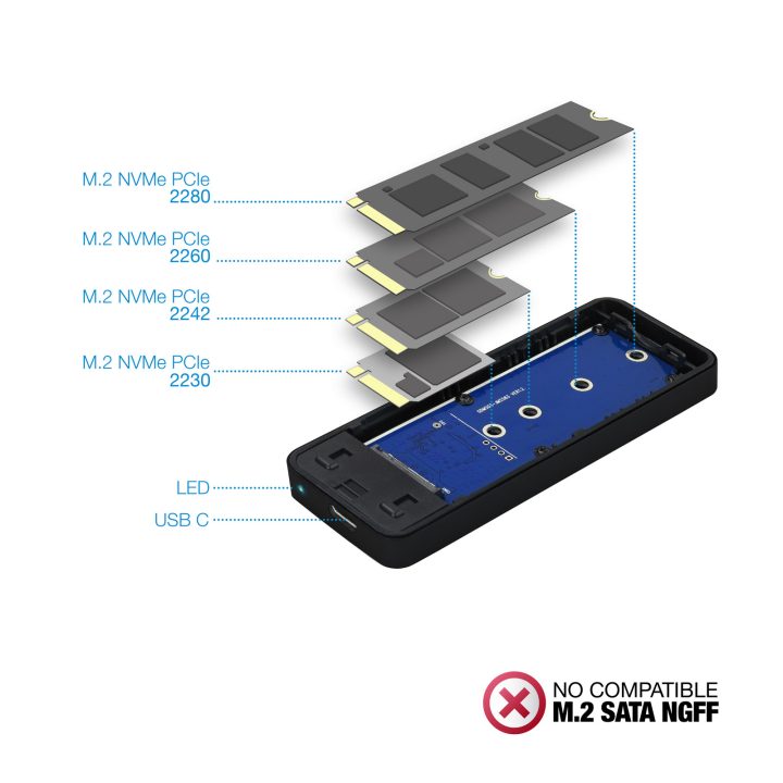 TooQ TQE-2280B External Hard Drive Enclosure External Enclosure for…
