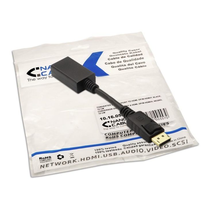 Adaptador DisplayPort para HDMI Nanocable macho-fêmea 15cm preto…
