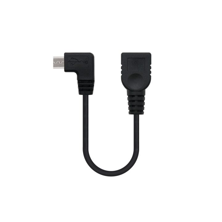Nanocable USB 2.0 OTG L-CABLE, MICRO B/M-A/H, BLACK, 15 CM