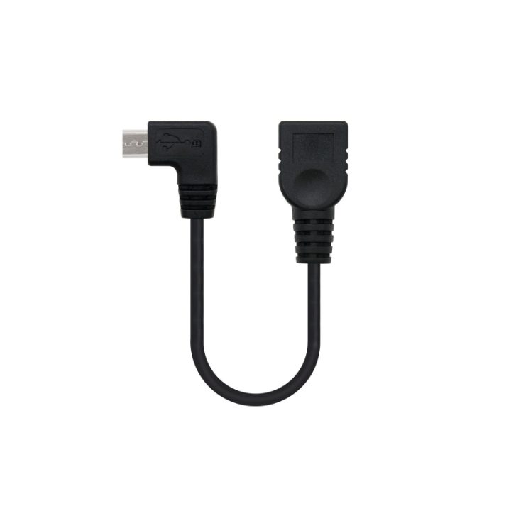 Nanocable USB 2.0 OTG L-CABLE, MICRO B/M-A/H, BLACK, 15 CM