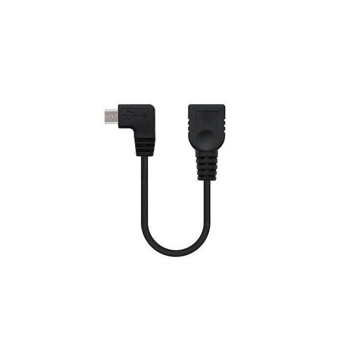 Nanocable USB 2.0 OTG L-CABLE, MICRO B/M-A/H, BLACK, 15 CM