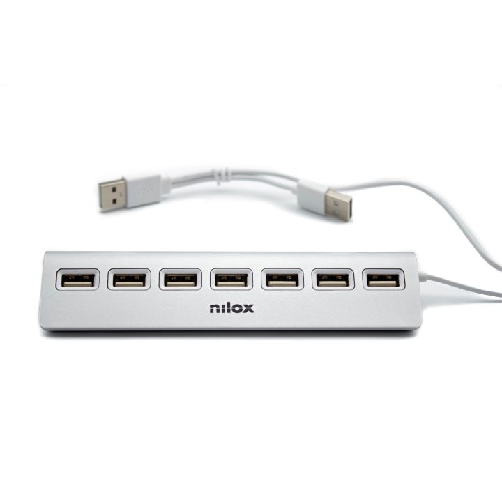 Nilox HUB de secretária em alumínio com 7 portas USB 2.0