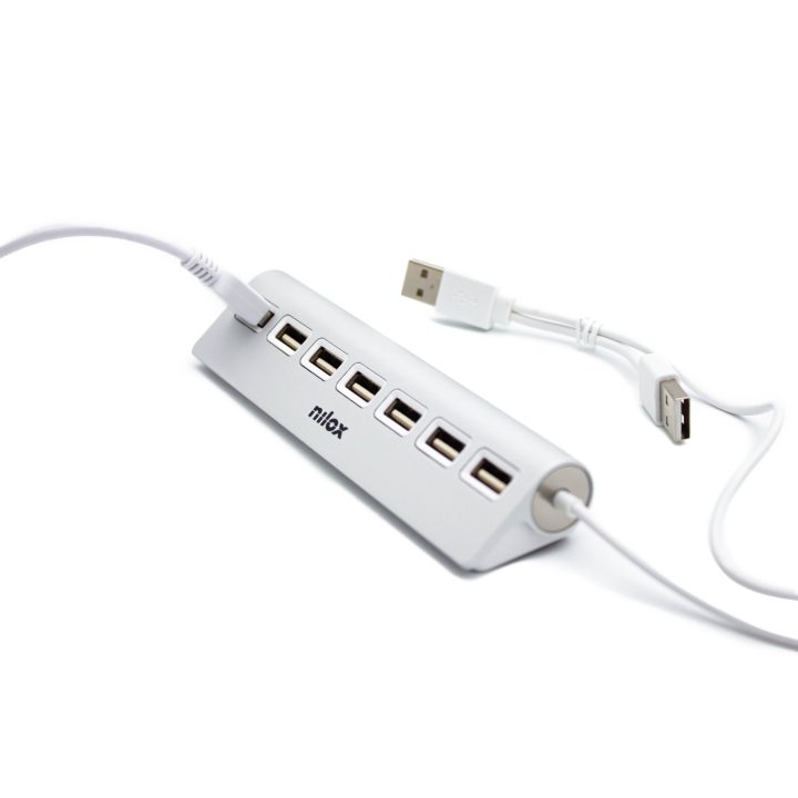 Nilox HUB sobremesa de aluminio con 7 puertos USB 2.0