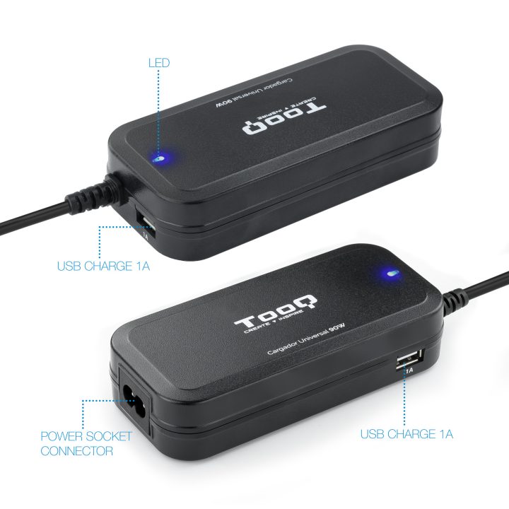 TooQ TQLC-90BS02AT adaptador e inversor de corrente Interior 90 W…