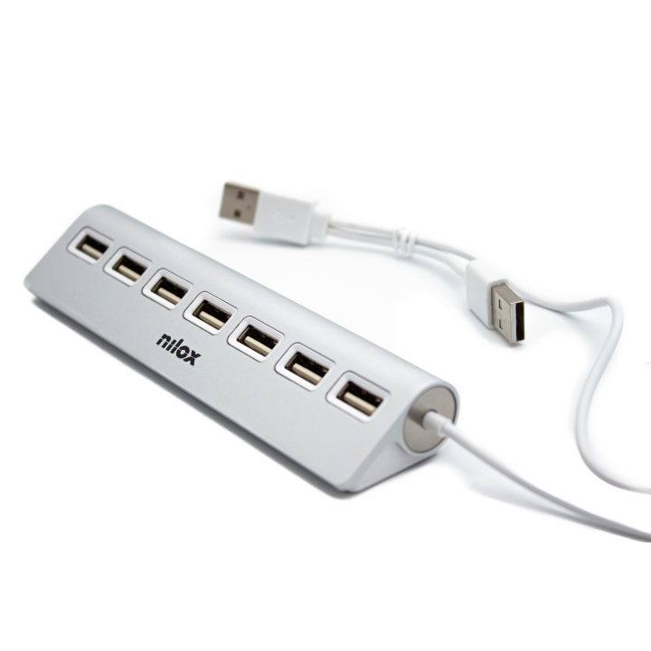 Nilox HUB sobremesa de aluminio con 7 puertos USB 2.0