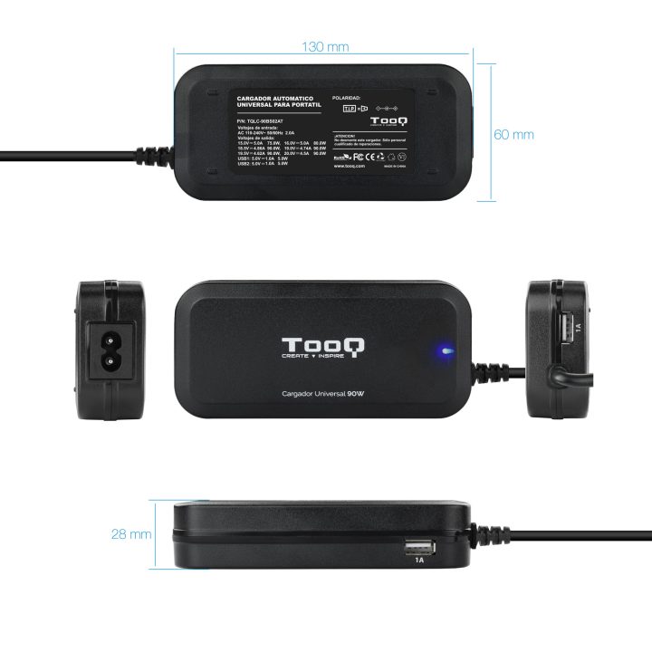 TooQ TQLC-90BS02AT Power Adapter and Inverter Indoor 90 W Black