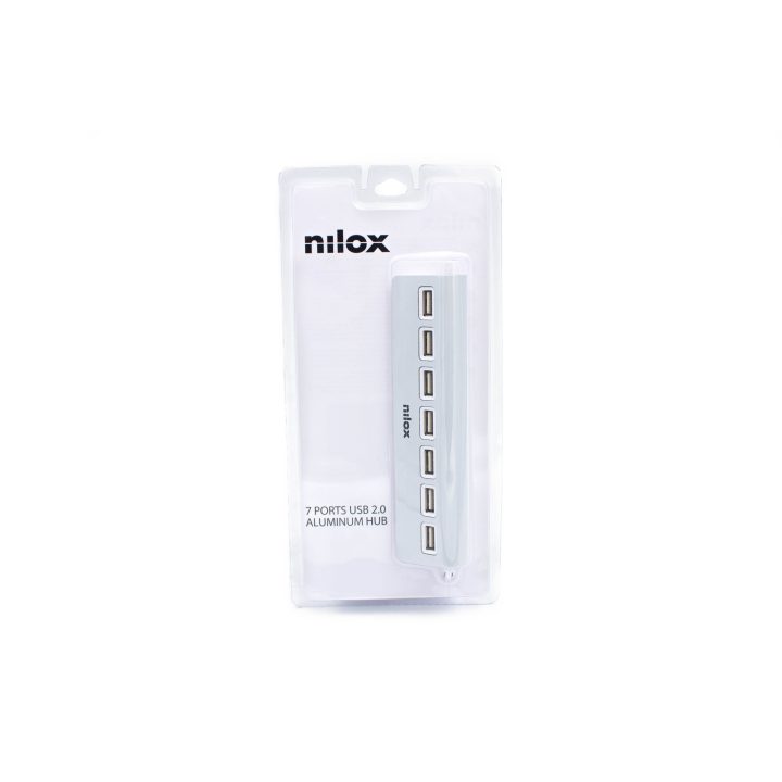 Nilox HUB sobremesa de aluminio con 7 puertos USB 2.0