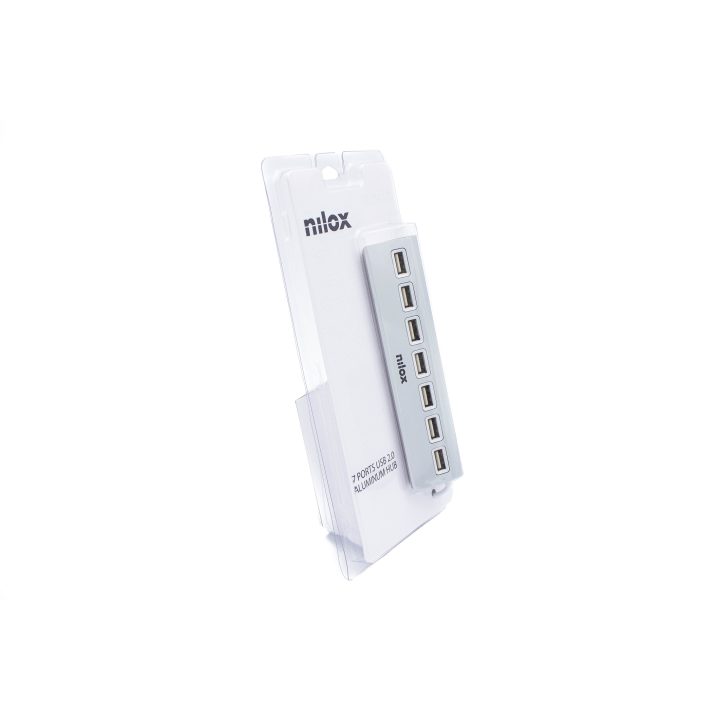 Nilox HUB sobremesa de aluminio con 7 puertos USB 2.0