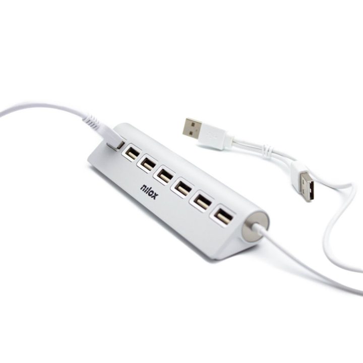 Nilox HUB sobremesa de aluminio con 7 puertos USB 2.0