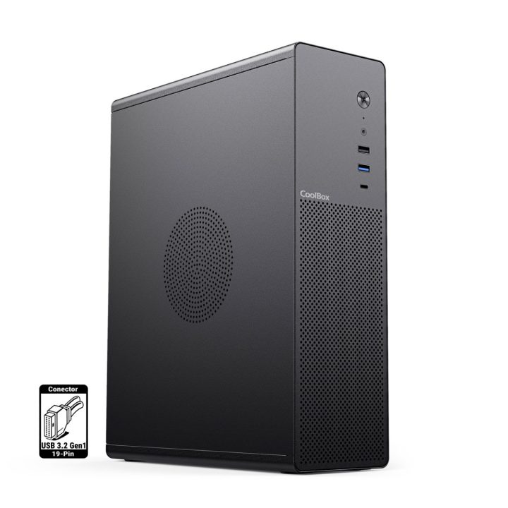 CoolBox SLIM MATX CASE T100 USB-C 3.2 GEN1 FULL METAL NO FRONT FAN +…