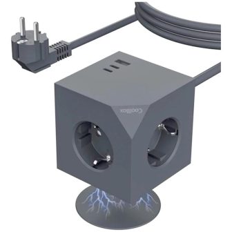 CoolBox CUBIK MAGNET 3 TOMADAS CUBO MAGNÉTICO COM CARREGAMENTO USB E…