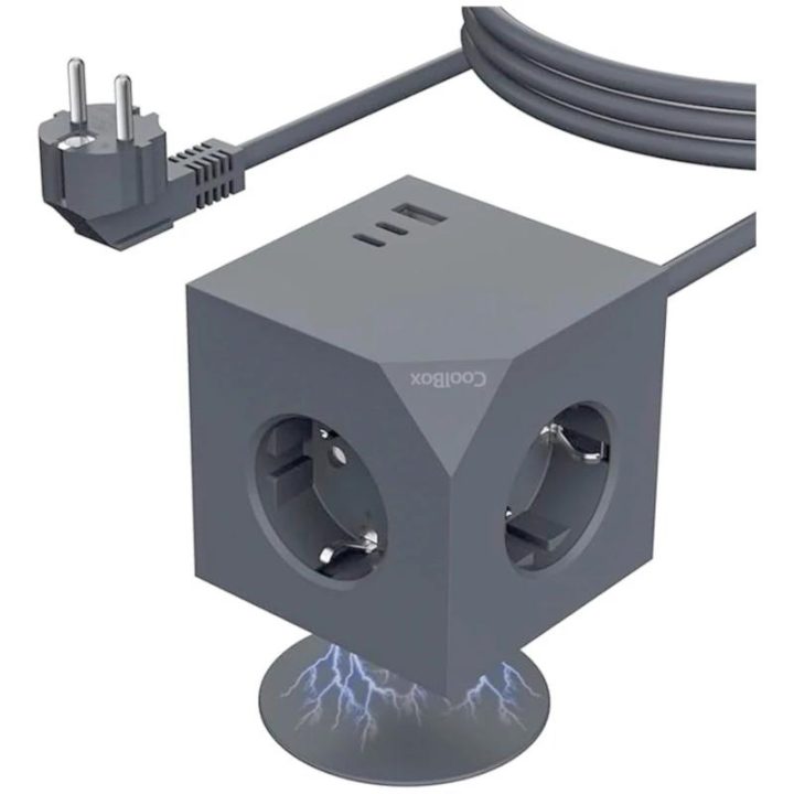 CoolBox CUBIK MAGNET 3 ENCHUFES CUBO MAGNETICO CON CARGA USB Y CABLE…