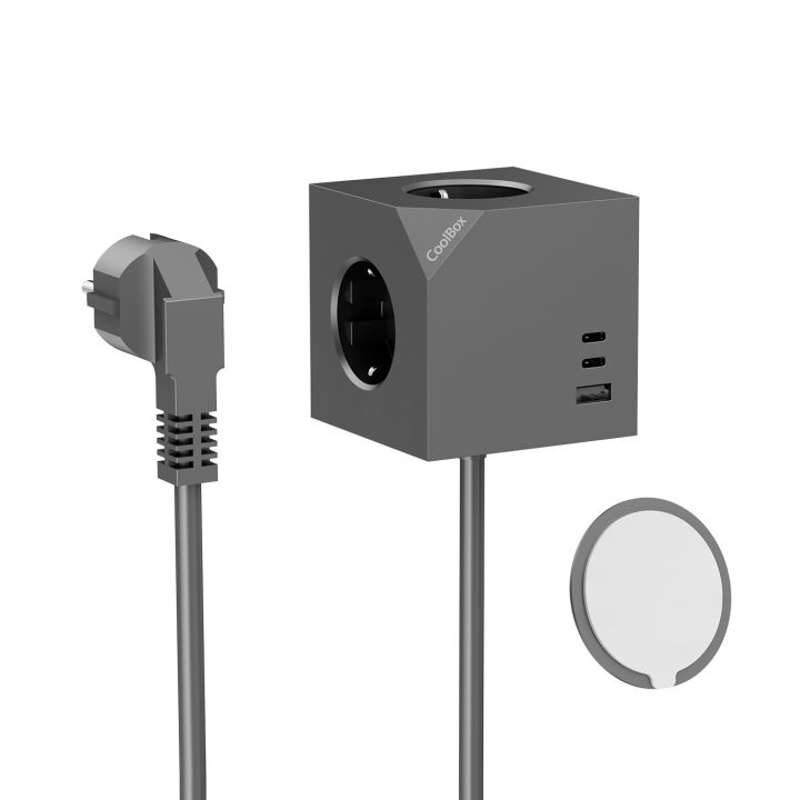 CoolBox CUBIK MAGNET 3-Outlet Magnetic Cube with USB Charging and…