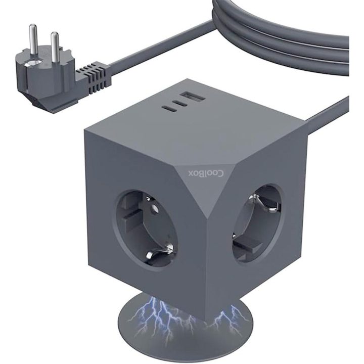 CoolBox CUBIK MAGNET 3 ENCHUFES CUBO MAGNETICO CON CARGA USB Y CABLE…