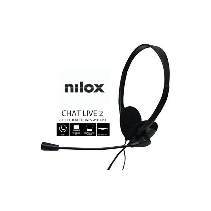 Nilox Auscultadores de diadema duplos com cabo
