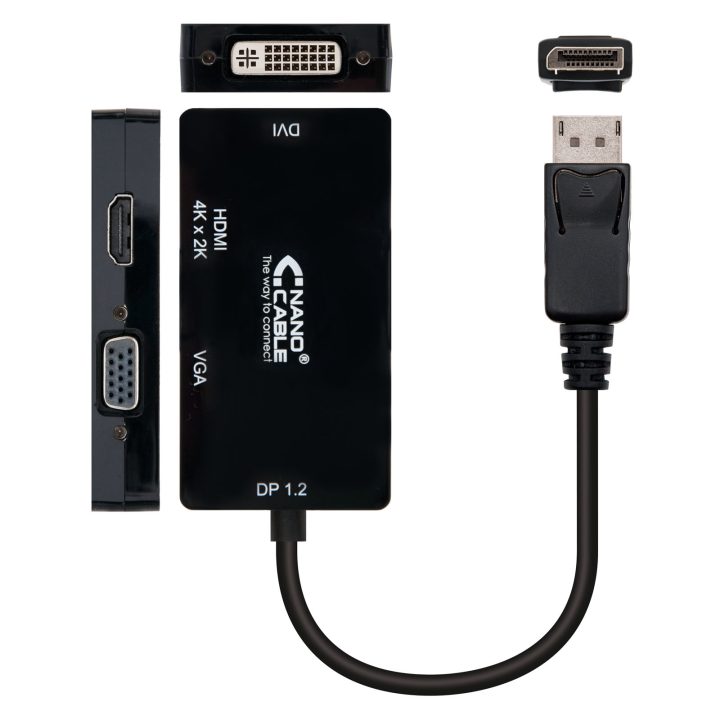 Nanocable DisplayPort to VGA / HDMI Converter Cable, 3 in 1, DP…
