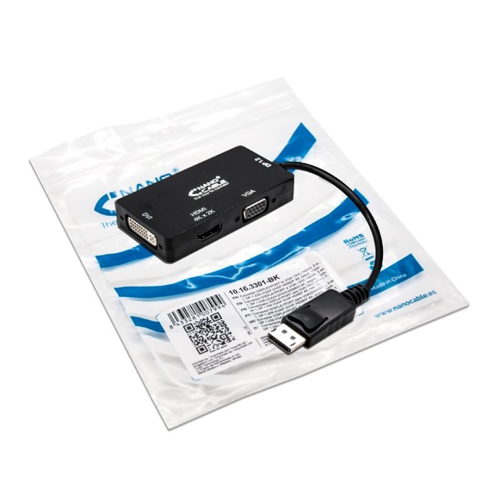 Nanocable Conversor DisplayPort para VGA / HDMI, 3 em 1, DP…