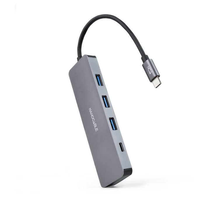 Hub Nanocable USB-C para 3xUSB3.0/H + 1xUSB-C/H Alumínio 10 cm…