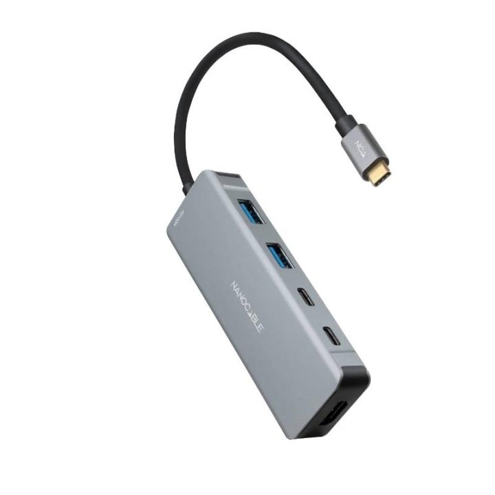 Nanocable HUB USB-C 6 em 1, Conversor USB-C 3.2 GEN1 5G para 2 x…