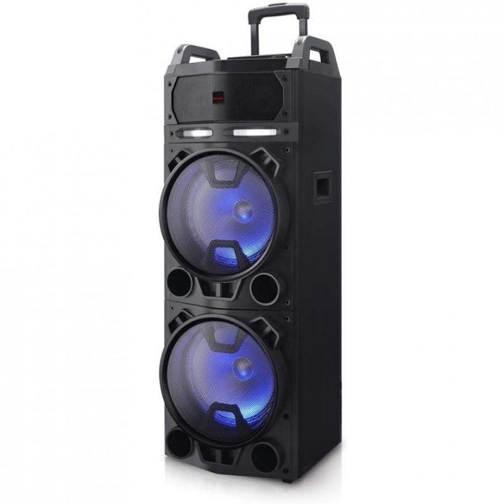 Coluna com rodas Aiwa KBTUS-900 100W RMS com karaoke 2 microfones sem…